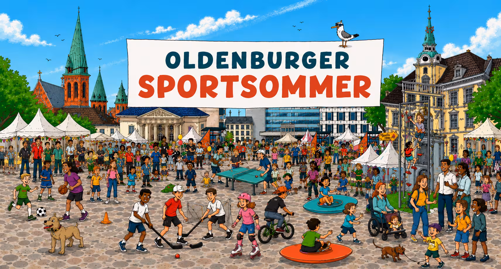 Oldenburger Sportsommer auf dem Schlossplatz mit vielen Sportvereinen und buntem Treiben